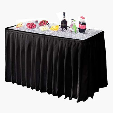 Modern Home 4' Portable Folding Party Ice Bin Table with Skirt - Black