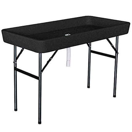 Modern Home 4' Portable Folding Party Ice Bin Table with Skirt - Black
