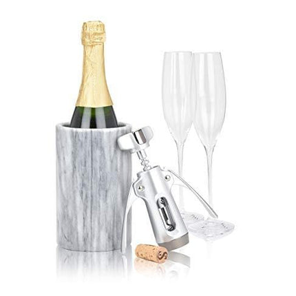 Modern Innovations Wine Chiller Elegant Grey Marble Wine Bottle Cooler Keeps Wine and Champagne Cold with Multipurpose Use as Kitchen Utensil Holder and Flower Vase (Grey)