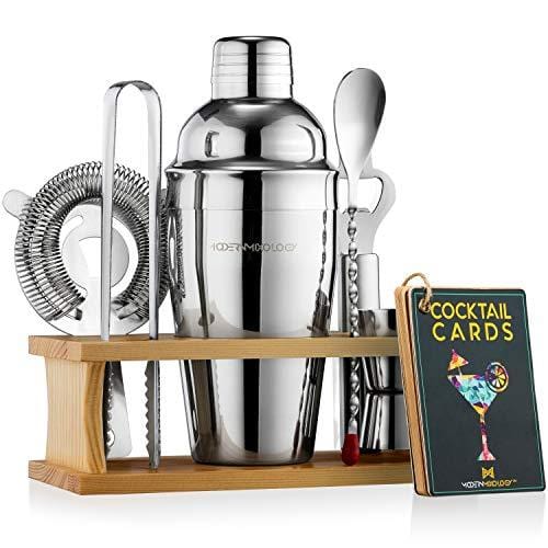 21-piece cocktail shaker set with stand