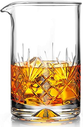 MOFADO Crystal Cocktail Mixing Glass - 18oz 550ml - Thick Weighted Bottom - Premium Seamless Design - Professional Quality