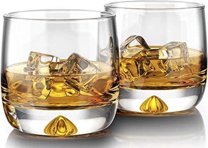 Mofado Crystal Whiskey Glasses - 11oz (Set of 2) - Thick Weighted Bottom - Hand Blown Crystal in a Gift Box - Perfect for Scotch, Bourbon, Manhattans, Old Fashioned Cocktails