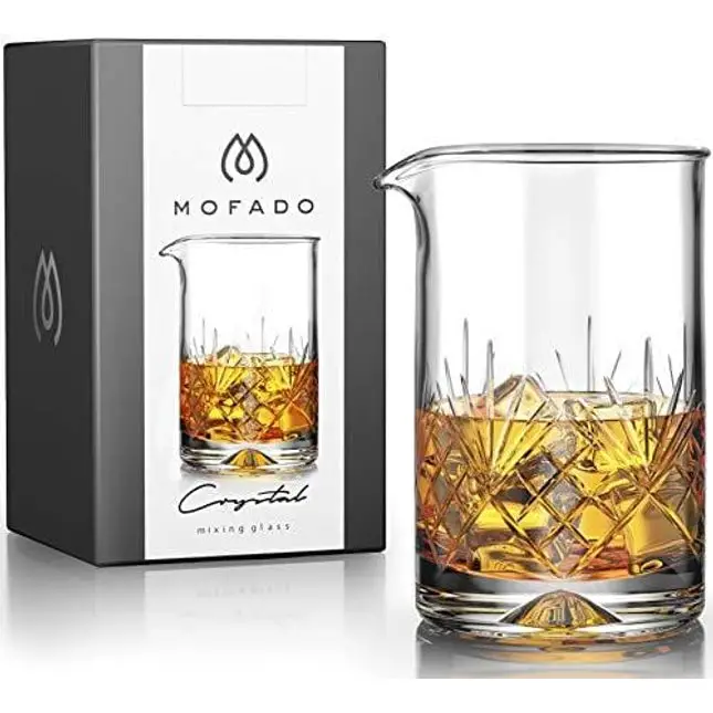 MOFADO Crystal Cocktail Mixing Glass - 24oz 710ml - Thick Weighted Bottom - Premium Seamless Design - Professional Quality