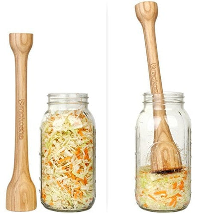 14 Inch Sauerkraut Tamper for Packing Fermented Foods into Mason Jars Long Wooden Potato Masher Vegetable Pounder Eco-friendly Ash Tree Natural Solid Wood Packer
