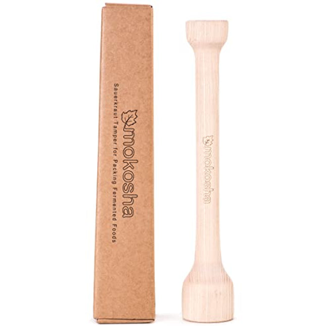 14 Inch Sauerkraut Tamper for Packing Fermented Foods into Mason Jars Long Wooden Potato Masher Vegetable Pounder Eco-friendly Ash Tree Natural Solid Wood Packer
