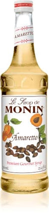 Monin - Amaretto Syrup, Almond-Caramel Cookie Taste, Natural Flavors, Great for Coffees, Lattes, Cocktails, and Mocktails, Non-GMO, Gluten-Free (750 ml)