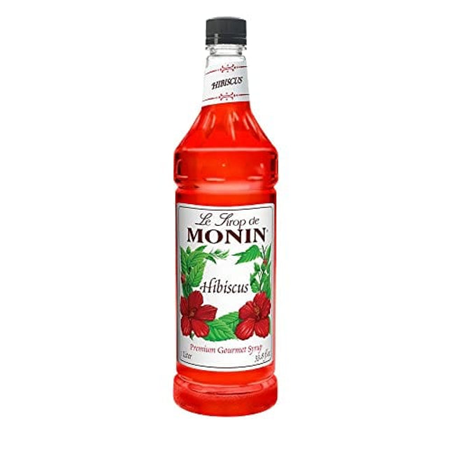 Monin - Hibiscus Syrup, Unique Floral Flavor, Great for Cocktails, Teas, & Lemonades, Gluten-Free, Non-GMO (1 Liter)
