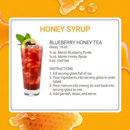 Monin - Honey Syrup, Smooth Sweet Honey Flavor, Great for Teas, Lemonades, Cocktails, & Coffee, Gluten-Free, Non-GMO (1 Liter)