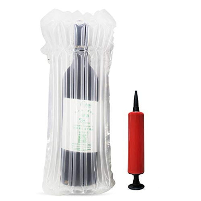 Wine Bottle Travel Protector Bags, Monkkino 16 Packs Inflatable Bubble Cushion Wrap, Safety Choice for Glass Bottles in Transport with Luggage, Air Filled Packaging Sleeves with Reusable Pump