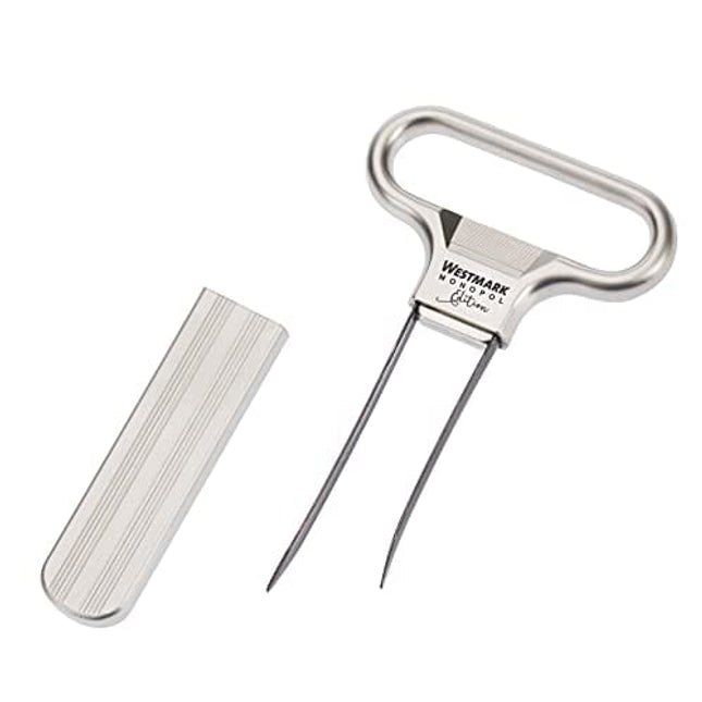 Monopol Westmark Germany Steel Two-Prong Cork Puller with Cover (Silver Satin)