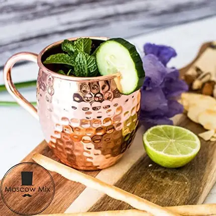 Moscow Mule Mugs Set of 4 | 100% Pure Copper Plated Stainless Steel Moscow Mule Cups Set of 4 | Cocktail Driniking Mugs Gift Set
