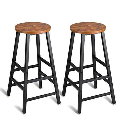 Mr IRONSTONE Pub Height Bar Stools Set of 2, Rustic Brown Bar Stool, 27.7" Pub Dining Height Stools Bistro Vintage Table Chairs (Indoor USE ONLY)