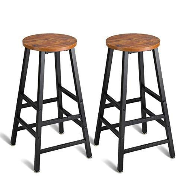 Mr IRONSTONE Pub Height Bar Stools Set of 2, Rustic Brown Bar Stool, 27.7" Pub Dining Height Stools Bistro Vintage Table Chairs (Indoor USE ONLY)