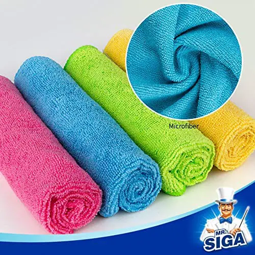 MR.Siga Microfiber Cleaning Cloth, All-Purpose Household Microfiber Towels,  Streak Free Cleaning Rags, Pack of 12, Grey 
