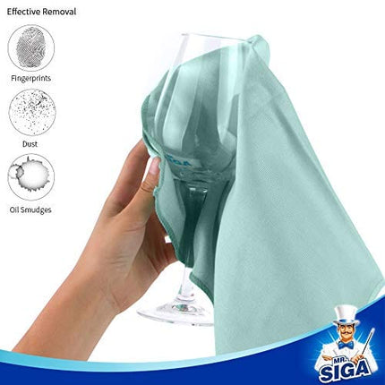 MR.SIGA Ultra Fine Microfiber Cloths for Glass, Pack of 12, 35 x 40cm 13.7" x 15.7"