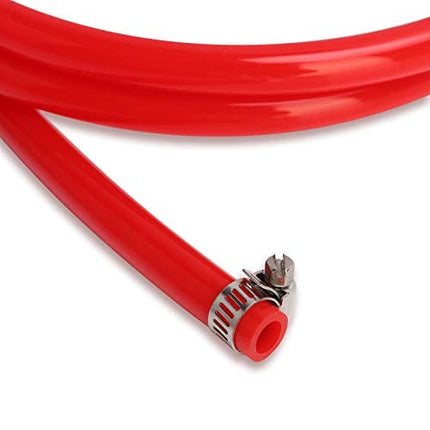 MRbrew 5FT Ball Lock Gas Line, Kegerator Sankey Keg Tap Draft Beer Homebrew I.D 5/16'' Ball Lock Quick Disconnect CO2 Dispensing Brewing Red Tubing Gas Hose Assembly with Nipple Barb and Hose Clamp