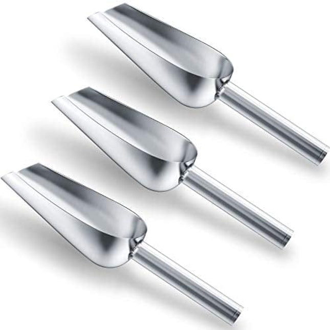 3 Packs 6 Ounce Stainless Steel Ice Scoop Metal Food Scoop Small Size for Kitchen Shop Popcorn Candy Coffee Beans