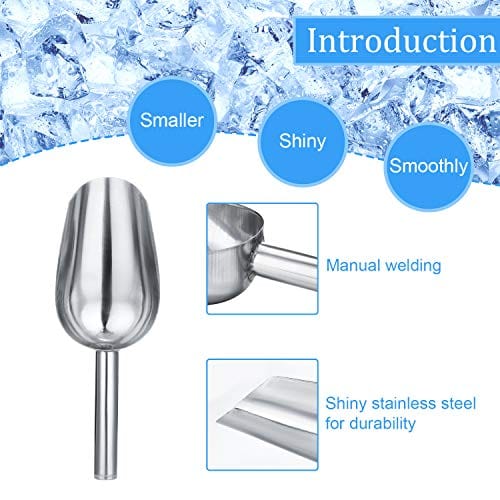 Small Stainless Steel Scoops for Ice Cube/Candy/Flour/Sugar, Metal Utility  Scoops for Canisters, Baking, Kitchen Pantry, Rust Free 