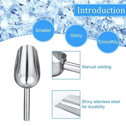 6 Pack 6 Ounce Stainless Steel Ice Scoop Metal Food Scoop Small Size for Kitchen Shop Popcorn Candy Coffee Beans