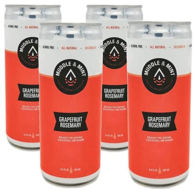 MUDDLE & MINT Mocktails Non-alcoholic Drinks Canned Mocktails, Ready-To-Drink, Non-Carbonated Mocktail or Mixer | Award Winning | Grapefruit Rosemary