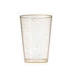 Munfix 100 Glitter Plastic Cups 12 oz Clear Plastic Cups Tumblers Gold Glitter Cups Disposable Wedding Cups Elegant Party Cups Recyclable and BPA-Free