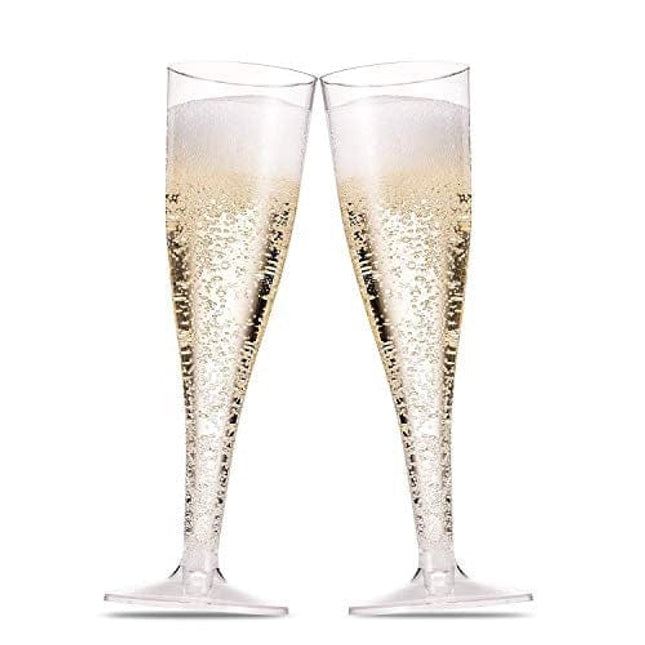 50 Plastic Champagne Flutes 5 Oz Clear Plastic Toasting Glasses Disposable Wedding Party Cocktail Cups