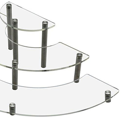 MyGift Clear Acrylic Half Moon Shelf Unit / 3 Tier Tabletop Display Riser with Silver Metal Legs