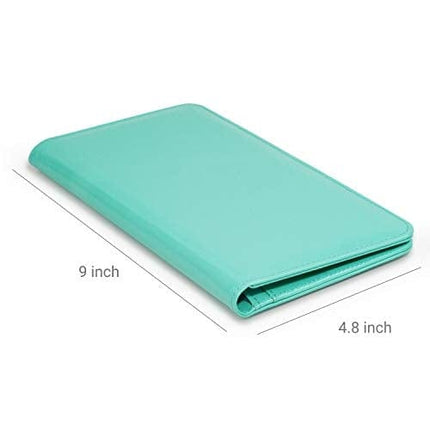 Mymazn Server Book for Waitress Wallet Magnetic with Zipper Money Pocket, 4.8x9 Waiter Guest Check Book for Restaurant Order Pad (Soft Turquoise, Patent Leather)