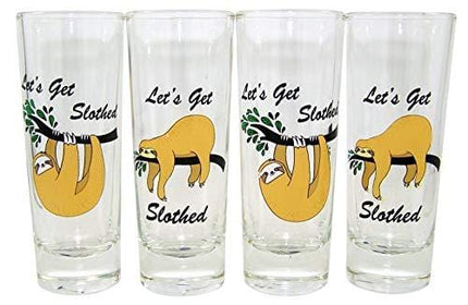 Let's Get Slothed Assorted Sloth Shot Glass Gift Set, Set of 4