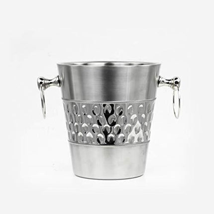 Indo-Persian Brushed Nickel Plated Majestic Wine & Ice Bucket With Steel Bucket Stand | Wine Chiller On Stand Kitchenware Bar ware