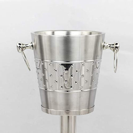 Indo-Persian Brushed Nickel Plated Majestic Wine & Ice Bucket With Steel Bucket Stand | Wine Chiller On Stand Kitchenware Bar ware