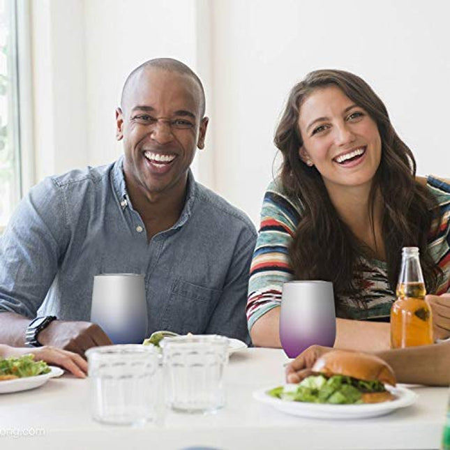 Insulated Wine Tumbler, 12 oz Stainless Steel Stemless Wine Glass Double Wall Vacuum Travel Tumbler Cup for Coffee, Drinks, Champagne, Beverage -Navy Blue