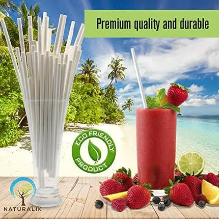 Naturalik 1000-Pack White Biodegradable Paper Straws Extra Durable Dye-Free- Premium Eco-Friendly Paper Straws Bulk - Drinking Straws for Smoothies, Restaurant drinking straws (White, 1000ct)