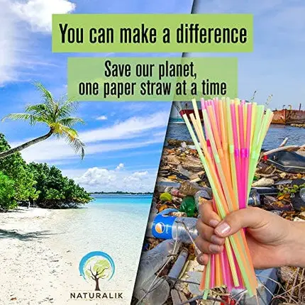 Naturalik 1000-Pack White Biodegradable Paper Straws Extra Durable Dye-Free- Premium Eco-Friendly Paper Straws Bulk - Drinking Straws for Smoothies, Restaurant drinking straws (White, 1000ct)