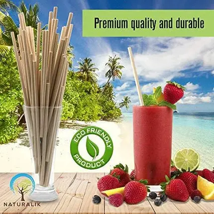 Naturalik 300/1000-Pack Biodegradable Paper Straws Dye-Free- Premium Eco-Friendly Paper Straws Bulk- Drinking Straws for Juices, Smoothies, Restaurants and Party Decorations, 7.7" (Brown, 300ct)