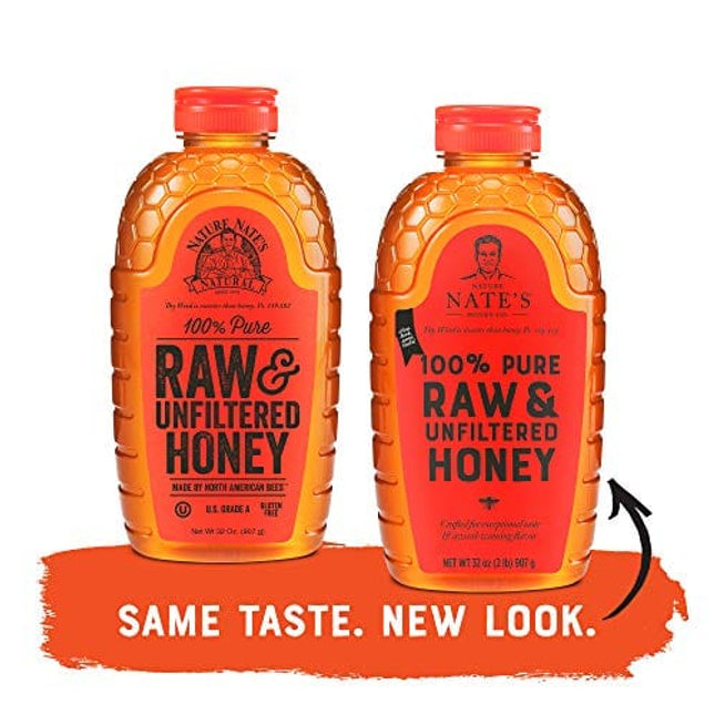 Nature Nate’s 100% Pure, Raw & Unfiltered Honey; 32oz. Squeeze Bottle; Award-Winning Taste