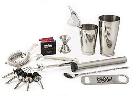 Professional Bartender Kit (14-Piece) | Bartending Kit Includes Elegant Stainless Steel Weighted Bottom Cocktail Shakers with Premium Bar Tools and Bar Set Accesssories | Deluxe Gift Packaging