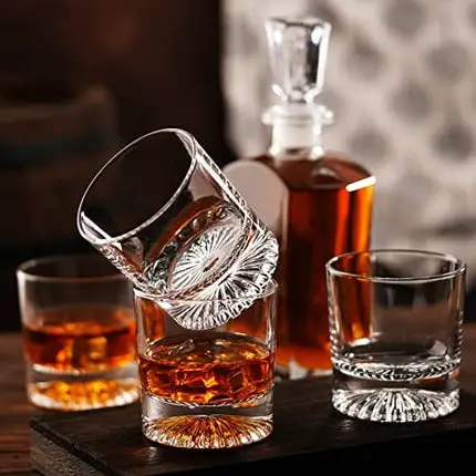 Gifts for Men Dad, Whiskey Decanter Set with 4 Glasses, Christmas Whiskey Gifts for Husband Him Boyfriend Women Groomsmen, Unique Anniversary Housewarming Birthday Presents for Bourbon Scotch Liquor