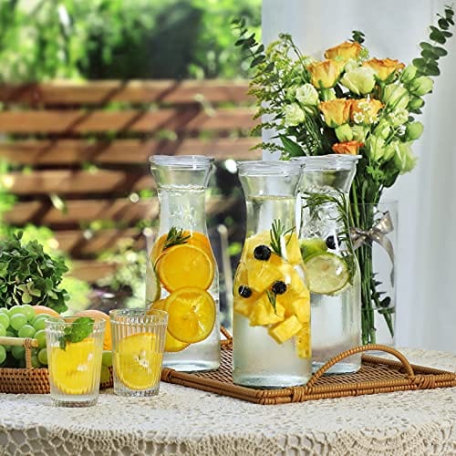 Set of 2 Glass Carafe with Lids, 1 Liter Water Pitcher Carafe for Mimo – Advanced Mixology