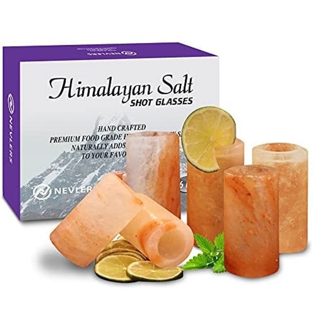Nevlers 6 PCS Himalayan Salt Shot Glasses for Tequila , All Natural Himalayan Salt Tequila Shot Glasses - Handcrafted Shot Glass - 3" H Himalayan Shot Glasses | Himalayan Salt Glasses Tequila