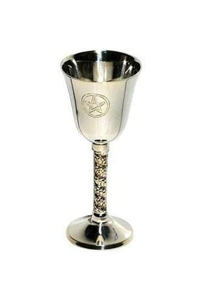 New Age Ritual Tools Chalice Silver Plated Pentagram, 5" Tall