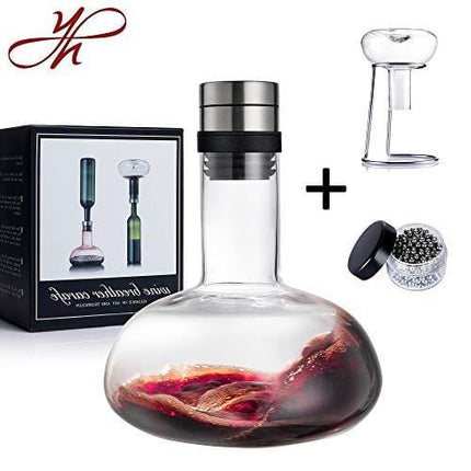Advanced Mixology Wine Decanter Set,Wine Breather Carafe with Drying Stand,Cleaning Beads and Aerator Lid,Crystal Glass,Wine Gift,Wine Aerator,Wine Accessories (New Packing)