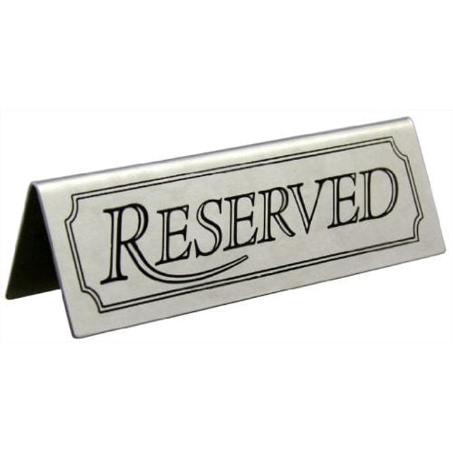 New Star Foodservice 26900 Stainless Steel Tent Sign (Reserved), 4.75"x 1.75", Set of 6
