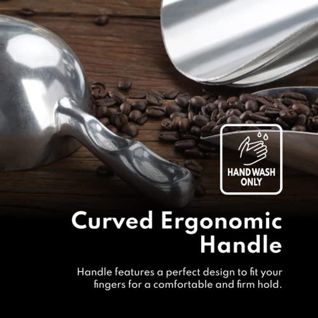 New Star Foodservice 34547 One-Piece Cast Aluminum Round Bottom Bar Ice Flour Utility Scoop, 24 -Ounce, Silver (Hand Wash Only)