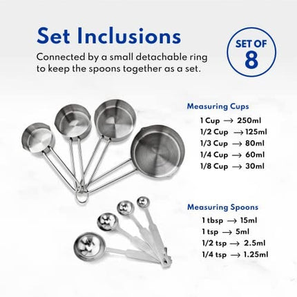 New Star Foodservice 42917 Stainless Steel 8-Piece Measuring Cups and Spoons Combo Set