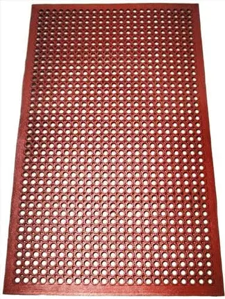 New Star Foodservice 54521 Commercial Grade Grease Resistant Anti-Fatigue Rubber Floor Mat, 36" x 60", Red