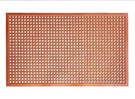 New Star Foodservice 54521 Commercial Grade Grease Resistant Anti-Fatigue Rubber Floor Mat, 36" x 60", Red
