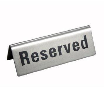 New Star Foodservice 26887 Stainless Steel Table Sign"Reserved" 1.75"x 4.75", Set of 6