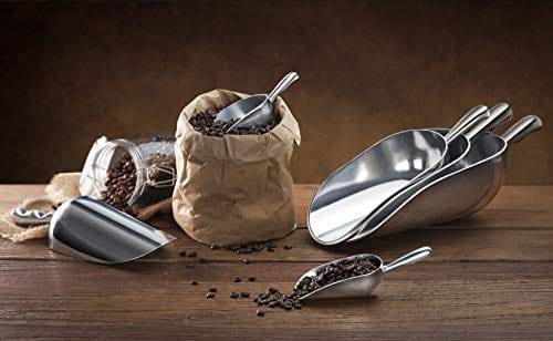 Nechtik Cast Aluminum Utility Scoop, 5-Ounce - Round Bottom, Small Ice Scoop for Multi-Purpose Use, with Finger Groove Handle (Hand Wash Only) 5 oz.