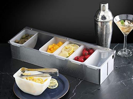 New Star Foodservice 48049 Stainless Steel Condiment Dispenser with 6 Compartments